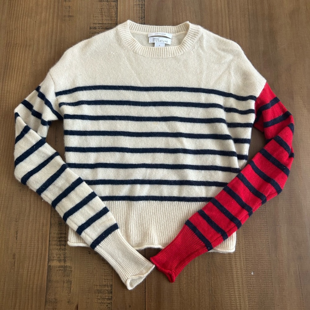 Nordstrom signature 100% cashmere striped sweater
